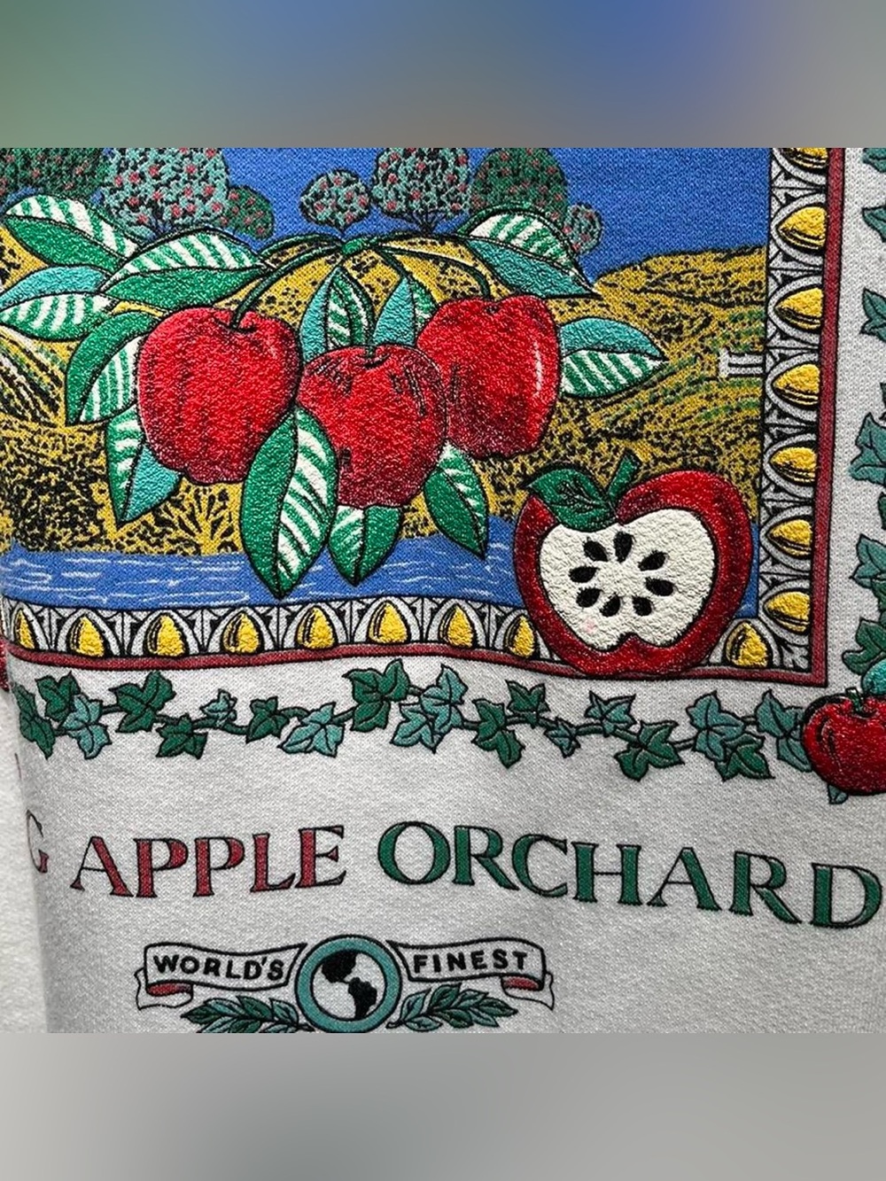 90s Sears NWT Bing Apple Orchard Fleece Sweatshirt Plus Size 1X Grandma Fall - Picture 4 of 15